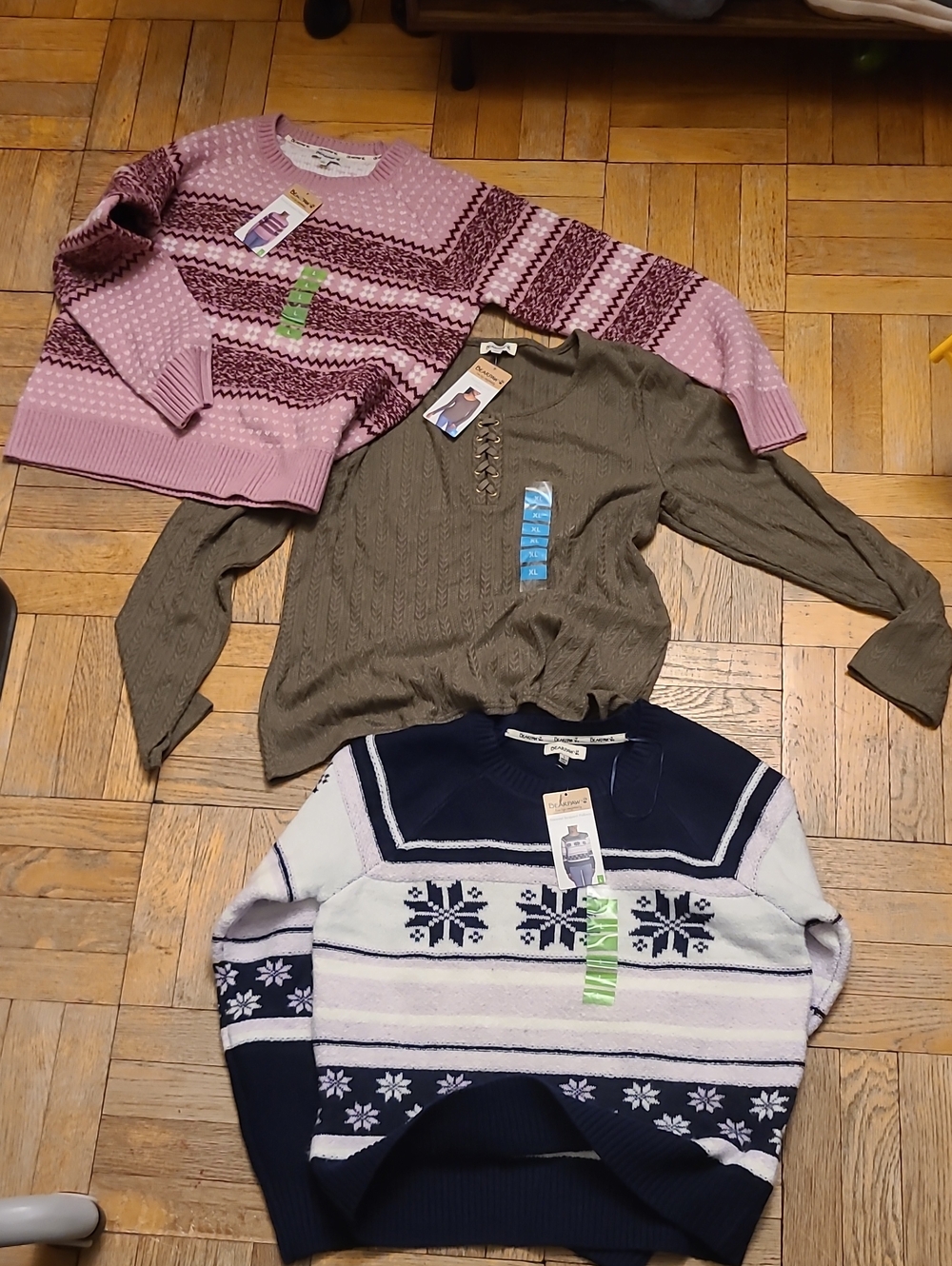 Lot Of 3 Sweaters Bearpaw Pink Patterned Crewneck Sweater - Women
